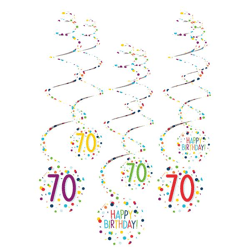 Confetti Birthday - 6 Deko-Spiralen 70 - 61 cm