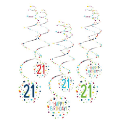 Confetti Birthday - 6 Deko-Spiralen 21 - 61 cm