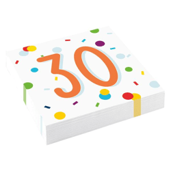 Confetti Birthday - 20 Servietten Birthday 30 - 33 x 33 cm