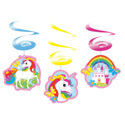 Einhorn - 6 Deko-Spiralen - 80 cm