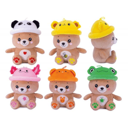 Kawaii Bär mit Tier-Hut - 6-fach sortiert - 25 cm