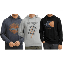 INDICODE Forzo Herren Baumwoll-Hoodie nachhaltiger Kapuzen-Sweater mit großem Frontprint 55-581MM in Grau, Navy oder Schwarz