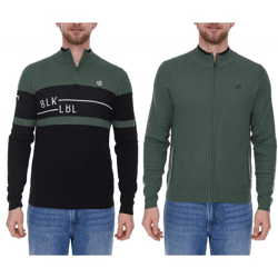 DARE 2b Outgoing II Herren Troyer in Schwarz/Gün oder Dutiful II FullZip Herren Strickjacke in Grün