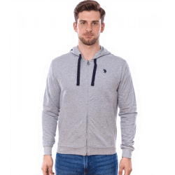 U.S. POLO ASSN. Herren Sweat-Jacke mit Kapuze Baumwoll-Jacke Pullover 162 62510 52191 282 Grau