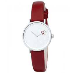 Pierre Cardin Women's Wristwatch with Brand Logo on the Dial, Analog Quartz Watch with Leather Strap, 3ATM, 31mm, CBV.1517, Red/Silver