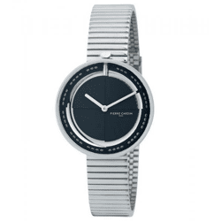 Pierre Cardin Damen Armband-Uhr zeitloses Ziffernblatt analoge Quarz-Uhr mit Edelstahl-Armband 3ATM 32mm CMA.0008 Silber/Schwarz