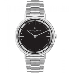 Pierre Cardin Herren zeitlose Armband-Uhr mit Faltschließe analoge Quarz-Uhr mit Edelstahl-Armband 3ATM 41mm CBV.1028 Silber