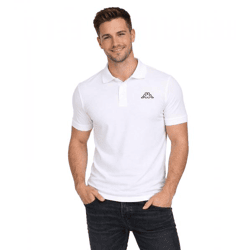 Kappa Herren Baumwoll-Polo mit kleiner Stickerei Polo-Shirt Kurzarm-Shirt Pique-Strick 303173NC A04 Weiß