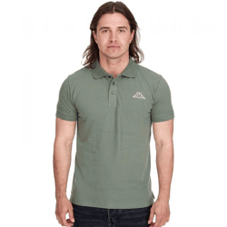Kappa Herren Baumwoll-Polo mit kleiner Stickerei Polo-Shirt Kurzarm-Shirt Pique-Strick 303173NC A02 Grün