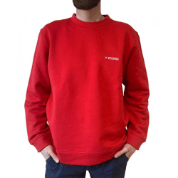 STONES Men's Cotton Sweater, Crew Neck Sweater, Oversized Sweater, 400 gsm Sweatshirt, Red