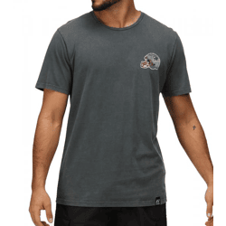 RE:COVERED X NFL New England Patriots Herren T-Shirt mit Football-Helm Baumwoll-Shirt Rundhals-Shirt RCNFL1315F Grau