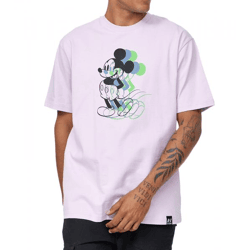 RE:COVERED X Disney Herren T-Shirt mit 3 Tone Fade Mickey Mouse Print Baumwoll-Shirt Rundhals-Shirt MMDIS2687 Violett