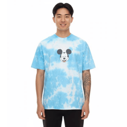 RE:COVERED X Disney Herren T-Shirt mit Mickey Mouse Print Baumwoll-Shirt Rundhals-Shirt MMDIS2787 Blau