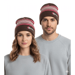 Corona Unisex Beanie Winter-Mütze weiche Strick-Mütze mit Logo-Stickerei Baumwoll-Mütze KC101387COR Braun/Rosa