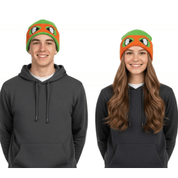 Teenage Mutant Ninja Turtles Beanie im Michelangelo-Gesichtsdesign Strick-Beanie Fan-Artikel KC07QPTMT Grün