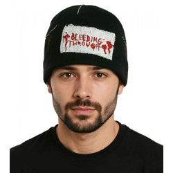 Bleeding Through Beanie kuschelige Mütze stylische Strick-Beanie Fan-Artikel KC109495BTH Schwarz