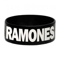 Ramones Gummi-Armband Punk-Band mit Ramones-Schriftzug Fan-Artikel WB151095RAM Schwarz/Weiß