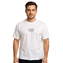 RE:COVERED X LOONEY TUNES Herren T-Shirt mit Print Baumwoll-Shirt Rundhals-Shirt RCWARN548 Weiß