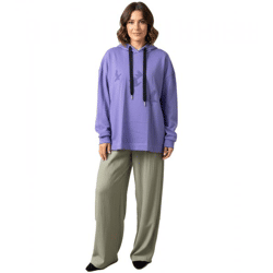 ZEGY Damen Hoodie Kapuzen-Pullover mit Vögel-Verzierungen Baumwoll-Pullover Sweater 1074 Violett