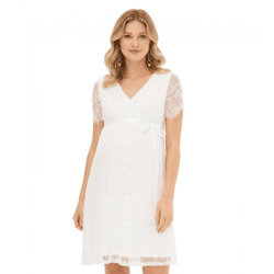 Playful Women's Wedding Dress, Maternity Dress with Nursing Feature, Short Wedding Dress 975080 White