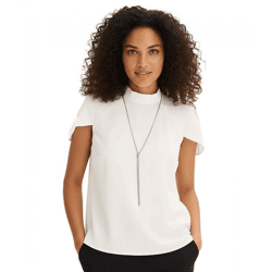 extravagante Damen Bluse aus Viskose-Mix Sommer-Shirt mit Cape-Ärmeln 925601 Weiß