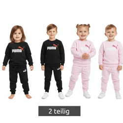 bequemer PUMA Kinder Jogging-Anzug für Jungen und Mädchen 2 teiliger Sweat-Jogger Rundhals-Pullover Baumwoll-Set 627915 in Schwarz oder R