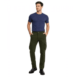klassische FQ1924 FQHarris Herren Cargohose mit Knopf und Reißverschluss Freizeithose 21900476-ME-190413 Grün