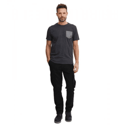 klassische FQ1924 FQHarris Herren Cargohose mit Knopf und Reißverschluss Freizeithose 21900476-ME-193911 Schwarz