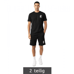 2-teiliges ON THAT ASS Brooklyn Herren Summer Set aus Baumwolle T-Shirt & Shorts bequemes Sommer-Outfit im modernen Stil Schwarz