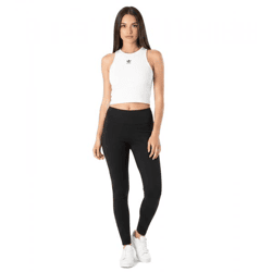 adidas Damen Tank-Top aus leichtem Rippstrick Crop-Top Baumwoll-Shirt Fitness-Shirt IY9648 Weiß