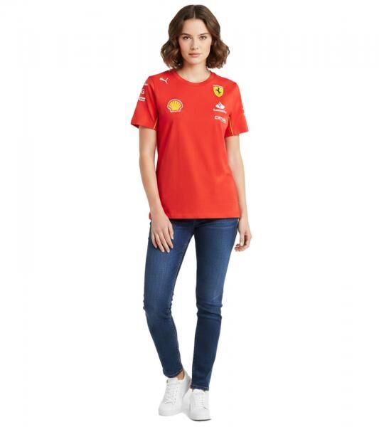 sportliches PUMA X Scuderia Ferrari F1 2024 Team Damen Kurzarm-Shirt Baumwoll-Shirt 701228006 001 Rot