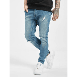 moderne 2Y Premium Herren Jeans Slim Fit Reißverschluss Blau