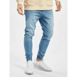 lässige 2Y Premium Herren Jeans Stretch Kordelzug Reißverschluss mit Baumwolle Blau
