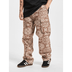 lässige Karl Kani Herren Jeans Reißverschluss Taschen mit Baumwolle Braun