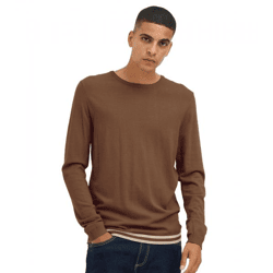 klassischer BLEND Herren Feinstrickpullover mit Rundhals Strickpullover 20717260-181031 Braun