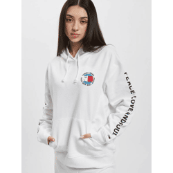 lässiger Tommy Jeans Damen Hoodie Kordelzug Rippbündchen mit Baumwolle Weiß