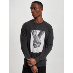 Comfortable Mister Tee Men's Sweatshirt with Ribbed Cuffs and Cotton, Anthracite