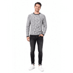 klassisches SOLID SDFlocks Herren Sweatshirt mit Rundhals Pullover 21102722ME-1991 Blau