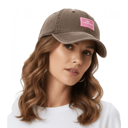 verwaschene ZWILLINGSHERZ Basic Classic Base-Cap mit Logo-Patch Baumwoll-Cap justierbare Cappy Schirm-Mütze 4603M K25357-3 Braun
