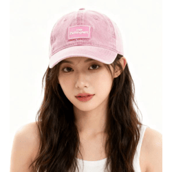 verwaschene ZWILLINGSHERZ Basic Classic Base-Cap mit Logo-Patch Baumwoll-Cap justierbare Cappy Schirm-Mütze 4603M K25357-5 Pink