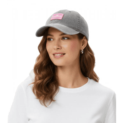 verwaschene ZWILLINGSHERZ Basic Classic Base-Cap mit Logo-Patch Baumwoll-Cap justierbare Cappy Schirm-Mütze 4603M K25357-1 Grau