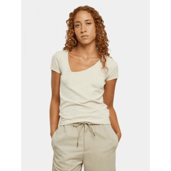 sportliches Urban Classics Damen T-Shirt Stretch Slim Fit 180 g/m² mit Baumwolle Ecru-Weiß