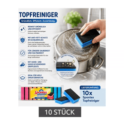 10er Pack Spontex Topfreiniger mit Anti-Fett Schutz Reinigungsschwamm Spül-Schwamm 9891899 Bunt/Grün