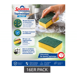 16er Pack Spontex Topfreiniger mit Anti-Fett Schutz Reinigungsschwamm Spül-Schwamm 7724483 Gelb/Grün