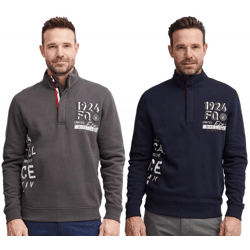 klassischer FQ1924 FQWilliam Herren Troyer mit Stehkragen Pullover 21900589 in Grau oder Blau