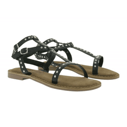 Trendige LAZAMANI Damen Sandalen mit Nieten Sommer-Schuhe LA75021 Schwarz