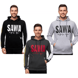 Sportlicher Kapuzen-Sweater für Herren mit großem Print und Schriftzug auf der Front Hoodie Pullover 19154 in Schwarz, Anthrazit oder Grau