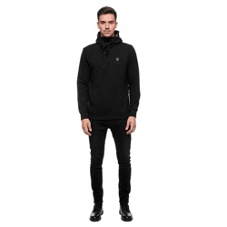 Sportlicher Hoodie für Herren mit cooler Kapuze Sweater Kapuzen-Pullover 19140 Schwarz