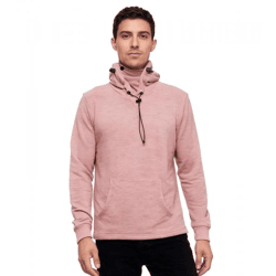 Modischer Kapuzen-Sweater für Herren mit intregrierter Mund-Nasen-Bedeckung Hoodie Pullover 19139 Rot Melange