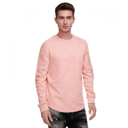 Urbanes Sweatshirt für Herren mit geripptem Ärmeldesign Pullover Sweater 19056 Rosa
